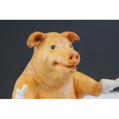 117 - Novelty Rubber Pig wearing Gloves and Shoes, 23cms high