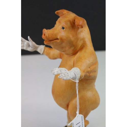 117 - Novelty Rubber Pig wearing Gloves and Shoes, 23cms high