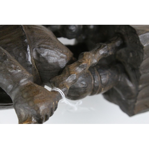 119 - Black Forest Style Carved Wooden Man holding a Beer Stein and Walking Stick, 28cms high