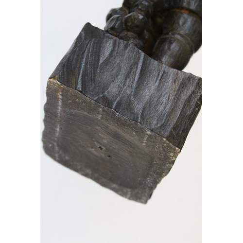 119 - Black Forest Style Carved Wooden Man holding a Beer Stein and Walking Stick, 28cms high