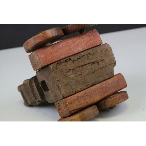 120 - Carved Wooden Push-along Toy in the form of a Roman Horse, 15cms high