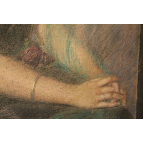 63 - Early 20th century Pastel Three-Quarter Length Portrait of a Seated Lady, indistinctly signed and da... 