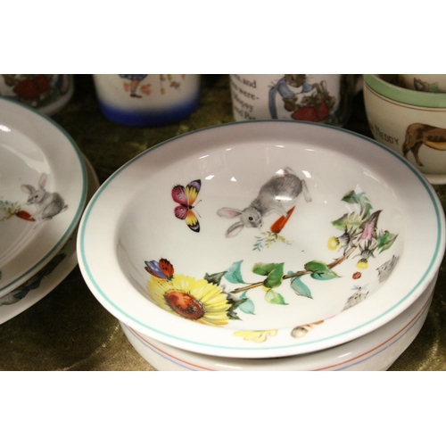 64 - Collection of Child's Nursery Ceramics including Mugs, Bowls, Plates, Egg Cup, makes include Royal D... 