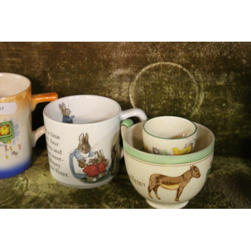 64 - Collection of Child's Nursery Ceramics including Mugs, Bowls, Plates, Egg Cup, makes include Royal D... 
