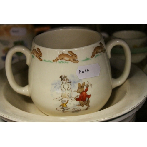 64 - Collection of Child's Nursery Ceramics including Mugs, Bowls, Plates, Egg Cup, makes include Royal D... 