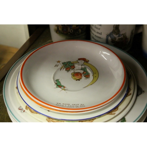 64 - Collection of Child's Nursery Ceramics including Mugs, Bowls, Plates, Egg Cup, makes include Royal D... 