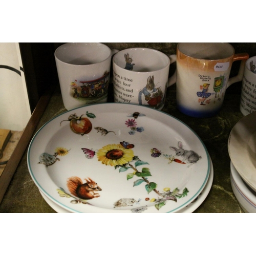 64 - Collection of Child's Nursery Ceramics including Mugs, Bowls, Plates, Egg Cup, makes include Royal D... 