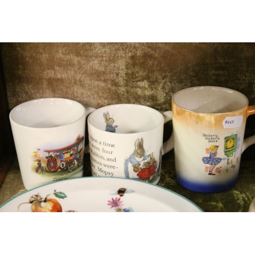 64 - Collection of Child's Nursery Ceramics including Mugs, Bowls, Plates, Egg Cup, makes include Royal D... 