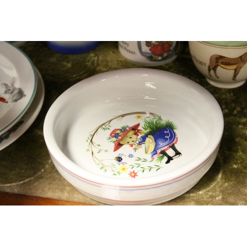 64 - Collection of Child's Nursery Ceramics including Mugs, Bowls, Plates, Egg Cup, makes include Royal D... 