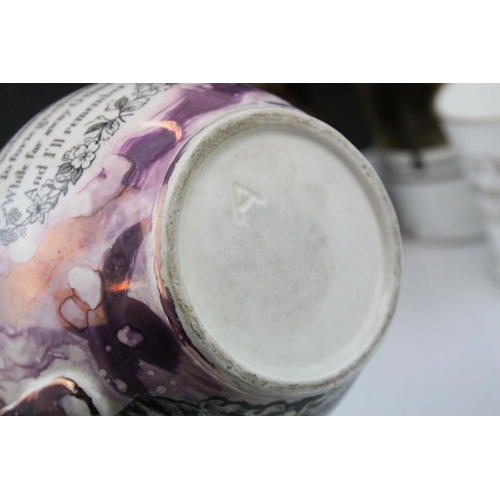 68 - 19th century Mocha Ware Jug together with a 19th century Pink Lustre ' The Shipwright's Arms / Sailo... 