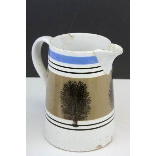 68 - 19th century Mocha Ware Jug together with a 19th century Pink Lustre ' The Shipwright's Arms / Sailo... 