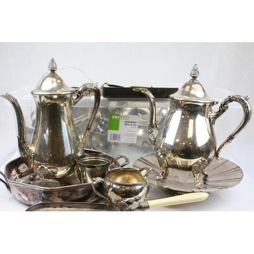 69 - Collection of Silver Plate including Swing Handled Bowls, Tea Service, etc