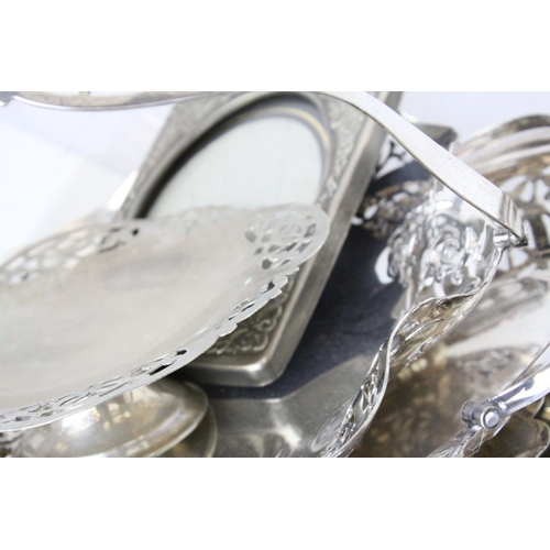 69 - Collection of Silver Plate including Swing Handled Bowls, Tea Service, etc
