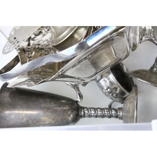 69 - Collection of Silver Plate including Swing Handled Bowls, Tea Service, etc