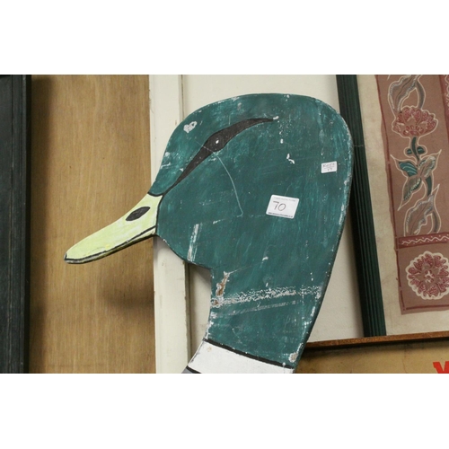 70 - Large Vintage Wooden Cut Out Figure of a Duck