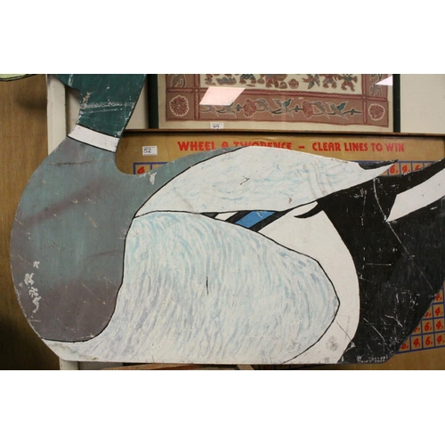 70 - Large Vintage Wooden Cut Out Figure of a Duck