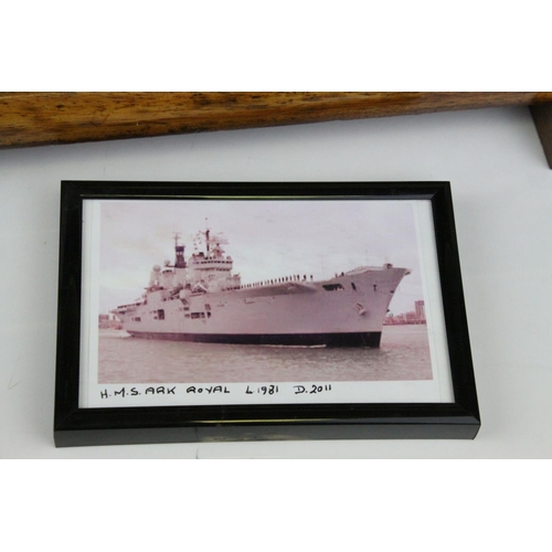71 - Naval / General Interest- Mid 20th century Wooden Framed Double Sided ' ARK ROYAL ' Illuminated (whe... 