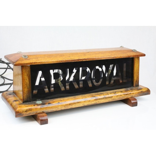 71 - Naval / General Interest- Mid 20th century Wooden Framed Double Sided ' ARK ROYAL ' Illuminated (whe... 