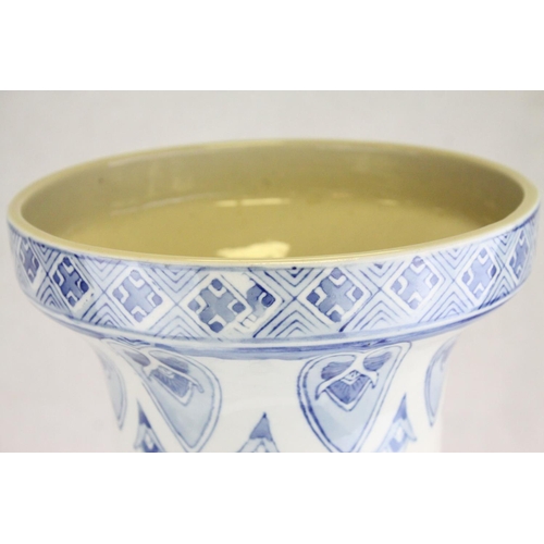 73 - Two Large 20th century Oriental Blue and White Vases, the largest 66cms high