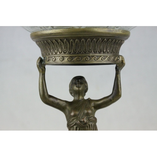 74 - Late Victorian Centrepiece comprising a Glass Bowl in the form of a Flower raised on a Gilt Metal Fi... 