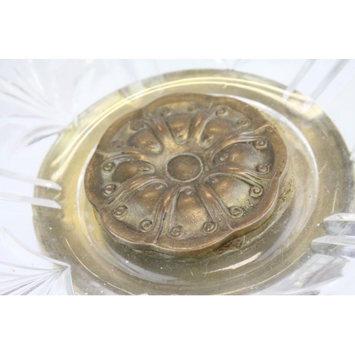 74 - Late Victorian Centrepiece comprising a Glass Bowl in the form of a Flower raised on a Gilt Metal Fi... 