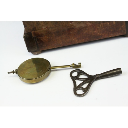 78 - Edwardian Mahogany Inlaid Domed Cased Mantle Clock, 8 day movement with silvered face,  28cms high