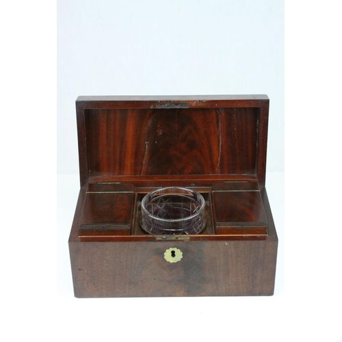 85 - 19th century Mahogany Tea Caddy of Square Form, the hinged lid opening to reveal two lidded tea boxe... 