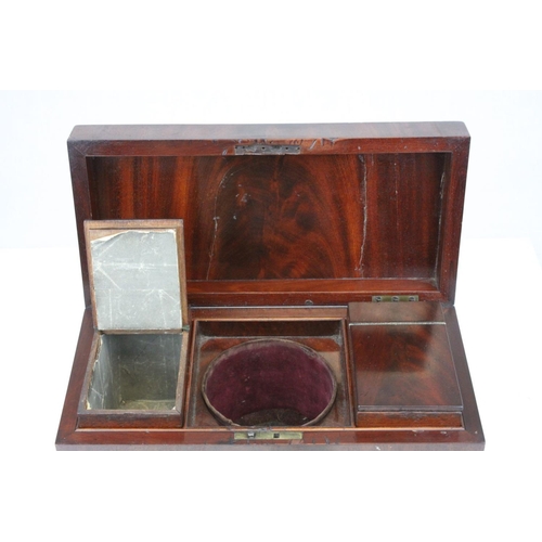 85 - 19th century Mahogany Tea Caddy of Square Form, the hinged lid opening to reveal two lidded tea boxe... 