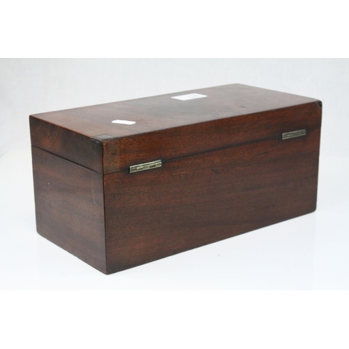 85 - 19th century Mahogany Tea Caddy of Square Form, the hinged lid opening to reveal two lidded tea boxe... 