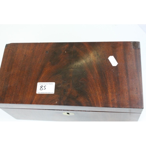 85 - 19th century Mahogany Tea Caddy of Square Form, the hinged lid opening to reveal two lidded tea boxe... 