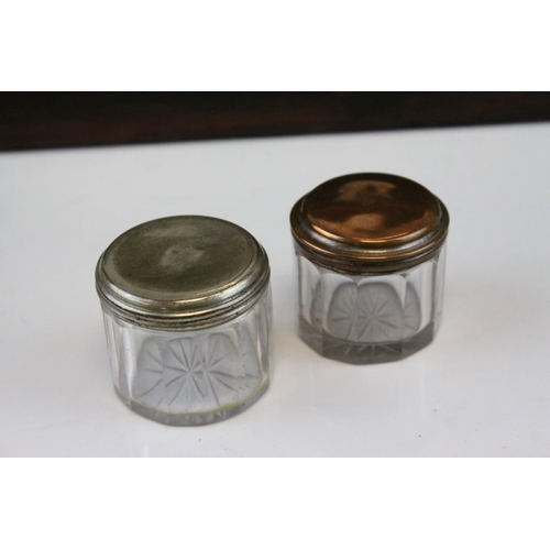 88 - Victorian Rosewood Dressing Box, the hinged lid opening to reveal Silver Plated Fittings, with key, ... 