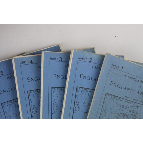 89 - 1920's Leather Cased Set of Bartholomew's Maps of England and Wales, no's 1 to 37, together with map... 