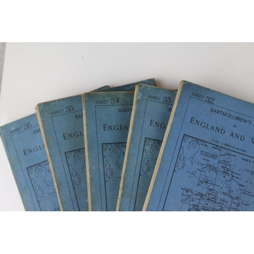 89 - 1920's Leather Cased Set of Bartholomew's Maps of England and Wales, no's 1 to 37, together with map... 