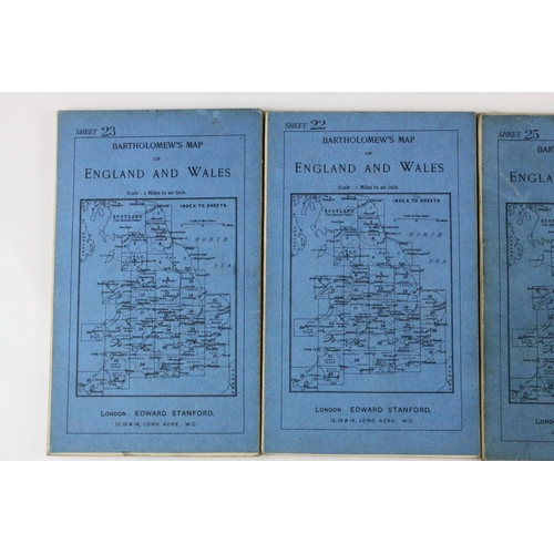 89 - 1920's Leather Cased Set of Bartholomew's Maps of England and Wales, no's 1 to 37, together with map... 
