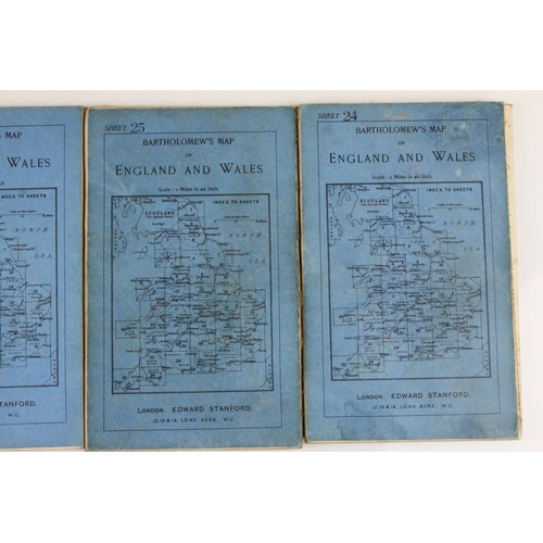 89 - 1920's Leather Cased Set of Bartholomew's Maps of England and Wales, no's 1 to 37, together with map... 