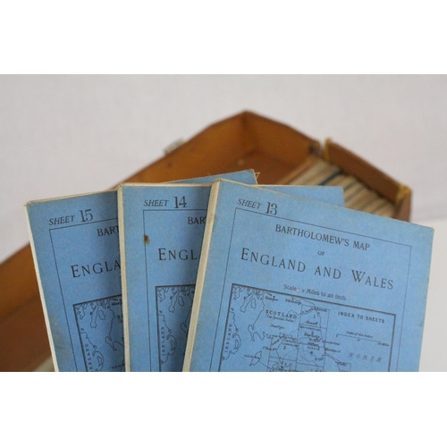 89 - 1920's Leather Cased Set of Bartholomew's Maps of England and Wales, no's 1 to 37, together with map... 