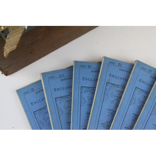 89 - 1920's Leather Cased Set of Bartholomew's Maps of England and Wales, no's 1 to 37, together with map... 