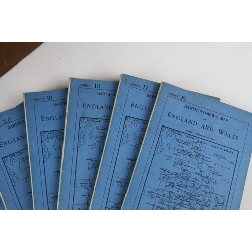 89 - 1920's Leather Cased Set of Bartholomew's Maps of England and Wales, no's 1 to 37, together with map... 