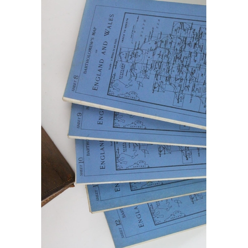 89 - 1920's Leather Cased Set of Bartholomew's Maps of England and Wales, no's 1 to 37, together with map... 