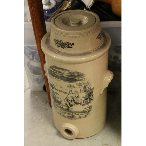 93 - Victorian Brownlow Stoneware Water Filter, 56cms high, another Stoneware Water Filter and Doulton &a... 