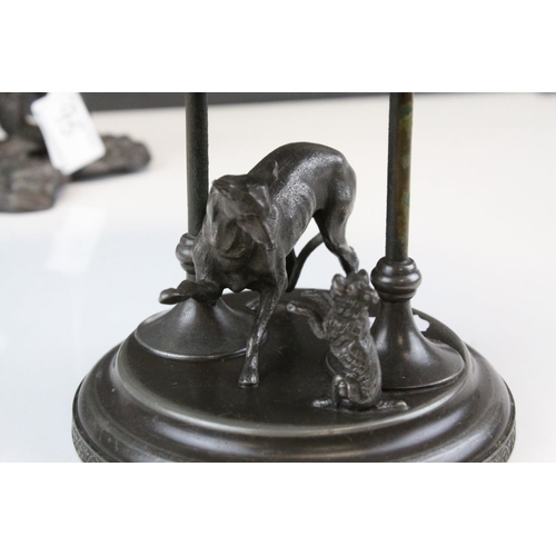 95 - 19th century Single Stem Frilled Blue Tinted Glass Epergne raised on a Spelter Base, 31cms high toge... 