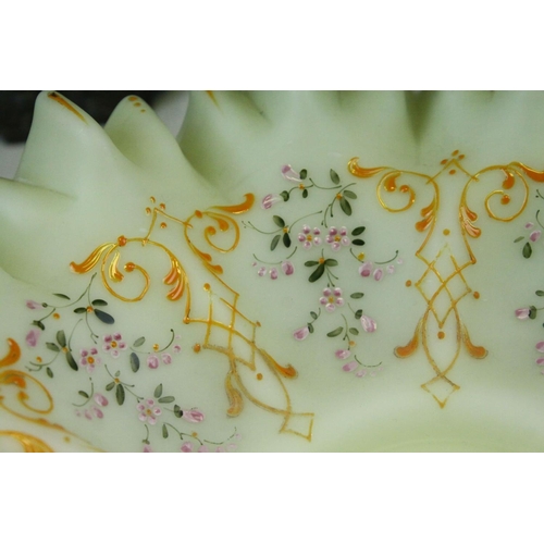 95 - 19th century Single Stem Frilled Blue Tinted Glass Epergne raised on a Spelter Base, 31cms high toge... 