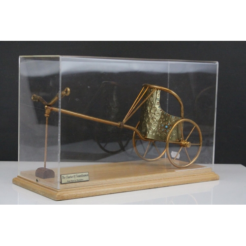 96 - Cased Model of Chariot of Tutankhamun made by Pharaonica, 33cms wide
