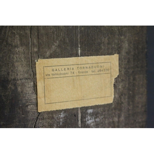 98 - Florentine School - Wooden Icon Cross painted with a scene of the Crucifixion, label to verso ' Gall... 