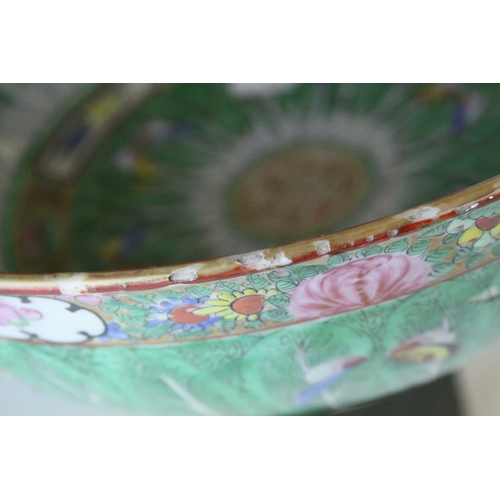 10 - Two Chinese Cantonese Famille Rose Porcelain Bowls, with enamel decoration including leaves and butt... 