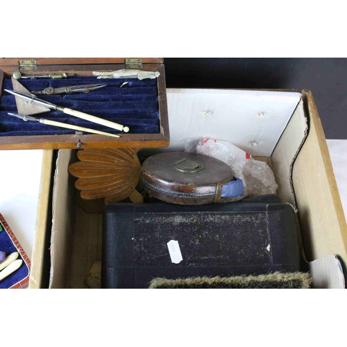 101 - Mixed Lot including Leather Cased Tape Measure, Corkscrew, Folding Wooden Rulers, etc