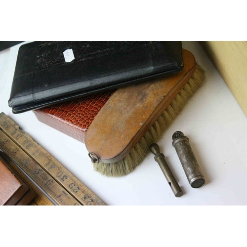 101 - Mixed Lot including Leather Cased Tape Measure, Corkscrew, Folding Wooden Rulers, etc