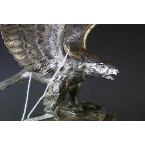 107 - Sculpture of a Silver Plated Eagle on a Rock