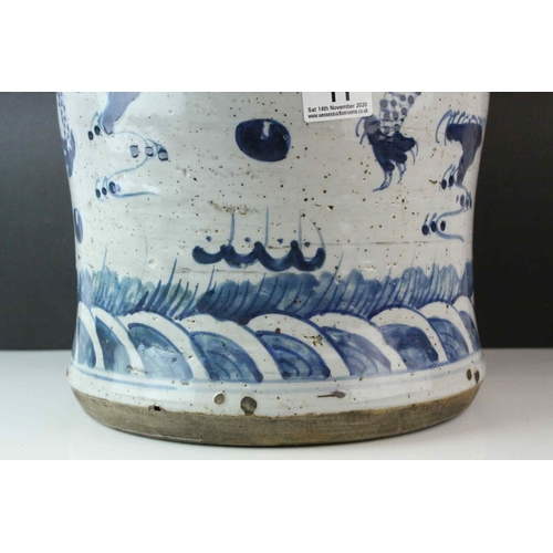 11 - Large Chinese Ceramic Temple Jar and Cover,  decorated with a Dragon, 52cms high