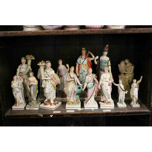 115 - Collection of Fourteen Early 19th century Staffordshire Pearlware Figures including Minerva and Hope... 